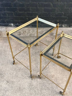 Mid-Century Modern Brass & Glass Nesting / Serving Tables, c.1960’s