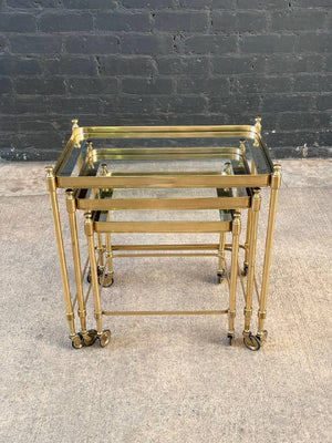 Mid-Century Modern Brass & Glass Nesting / Serving Tables, c.1960’s
