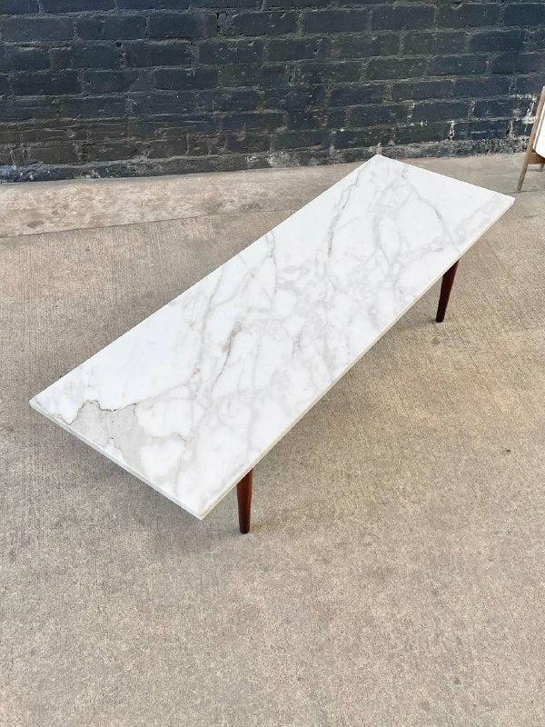 Mid-Century Modern Italian Carrara Marble Top Coffee Table, c.1960’s