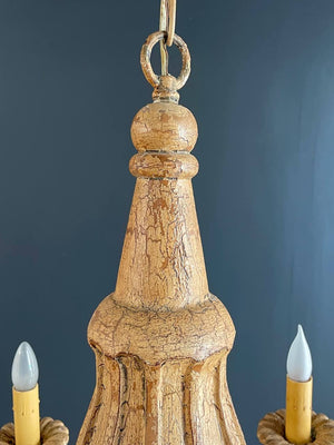 Vintage Italian Provincial Style Painted Carved Wood Chandelier, c.1960’s