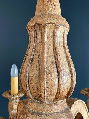 Vintage Italian Provincial Style Painted Carved Wood Chandelier, c.1960’s