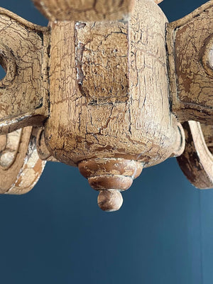 Vintage Italian Provincial Style Painted Carved Wood Chandelier, c.1960’s