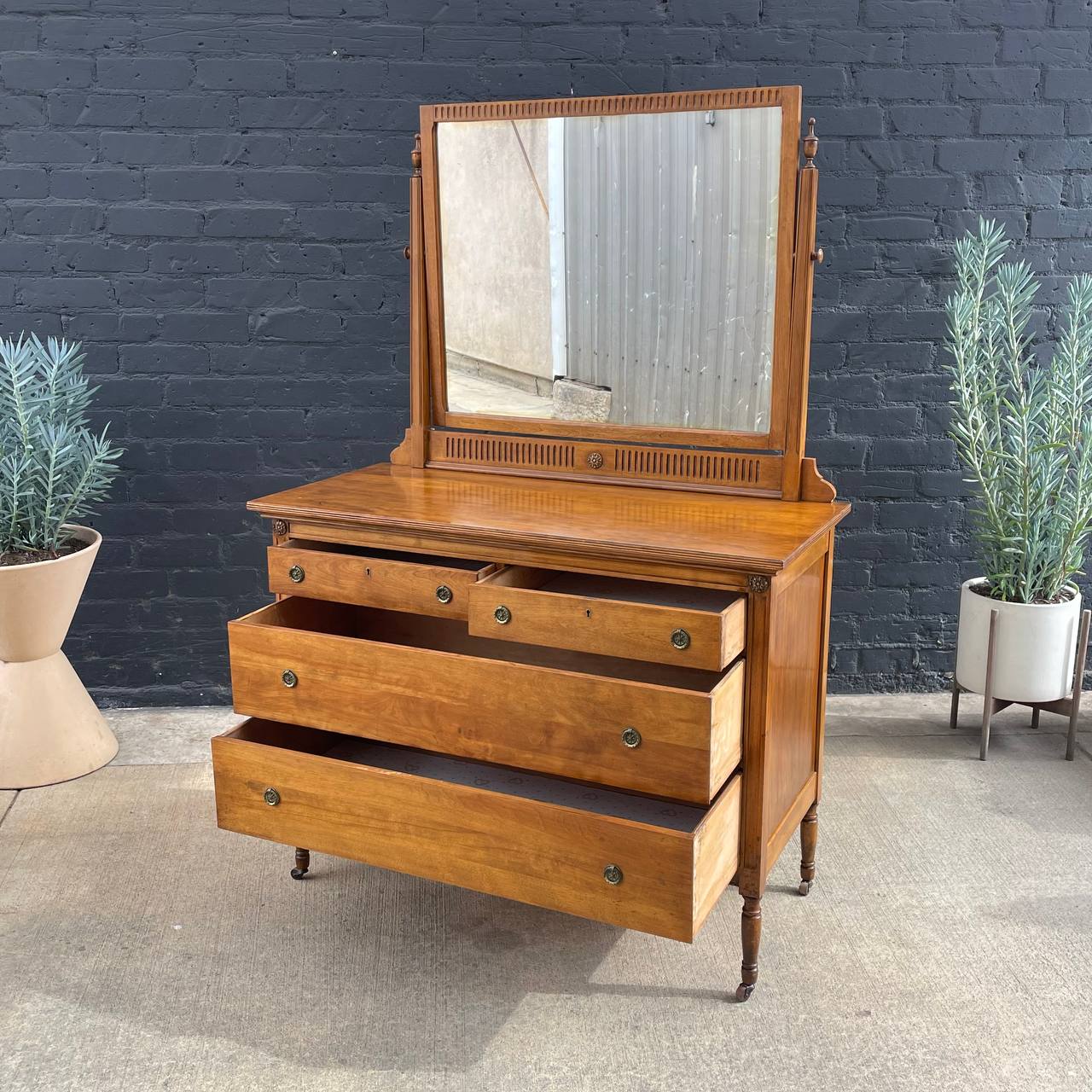Antique French Provincial Dresser with Mirror, c.1940's Vintage Supply Antique French Provincial Dresser with Mirror, c.1940's Vintage Supply