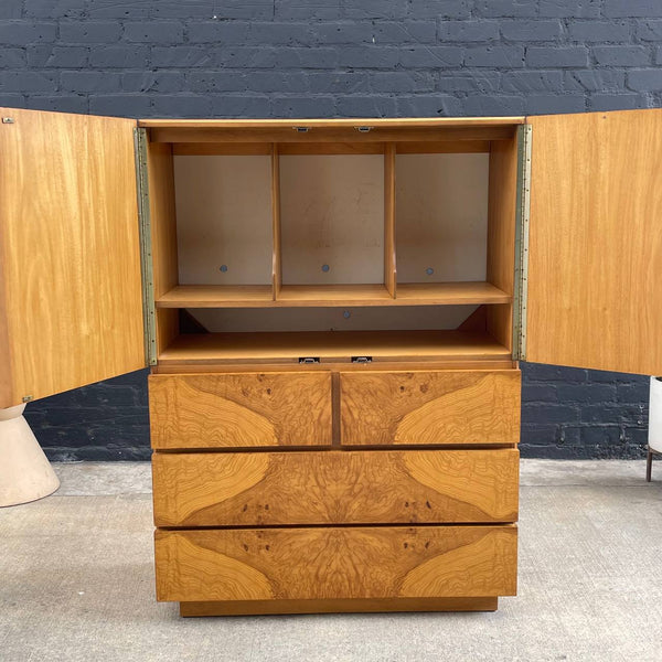 Mid-Century Modern Olive Burl Wood Highboy Dresser by Lane, c.1960’s