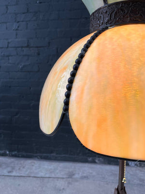 Antique Art Deco Style Table Lamp with Tiffany Style Shade, c.1930’s