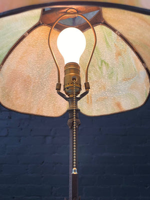 Antique Art Deco Style Table Lamp with Tiffany Style Shade, c.1930’s