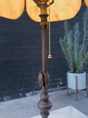 Antique Art Deco Style Table Lamp with Tiffany Style Shade, c.1930’s
