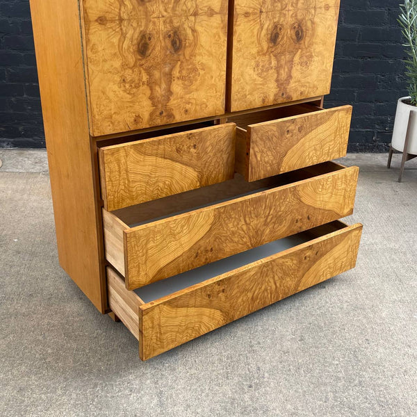 Mid-Century Modern Olive Burl Wood Highboy Dresser by Lane, c.1960’s