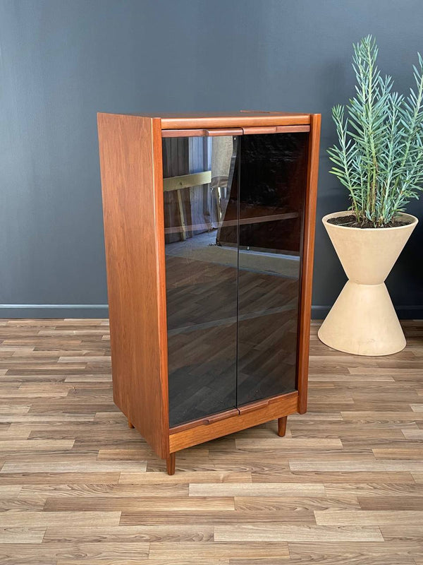 Mid-Century Modern Walnut & Smoke Glass Cabinet, c.1960’s