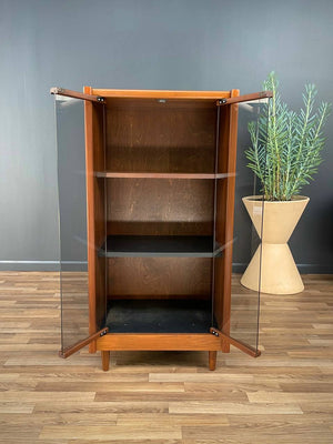 Mid-Century Modern Walnut & Smoke Glass Cabinet, c.1960’s