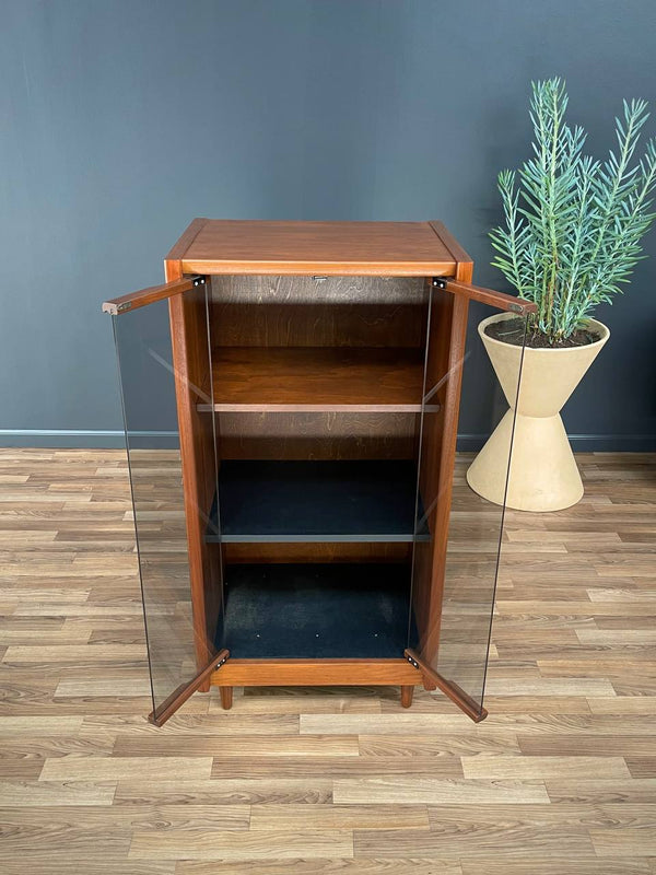 Mid-Century Modern Walnut & Smoke Glass Cabinet, c.1960’s