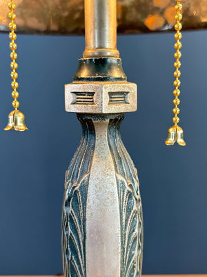 Arts & Crafts Pittsburgh Reverse Painted Farmhouse Table Lamp, c.1930’s