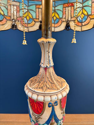 Arts & Crafts Leaded Slag Glass Table Lamp, c.1930’s
