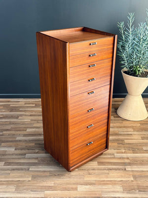 Mid-Century Modern Highboy Dresser with Leather Pulls by Glenn of CA, c.1950’s