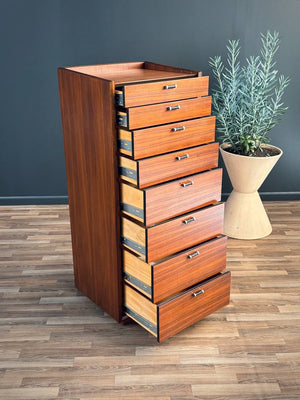 Mid-Century Modern Highboy Dresser with Leather Pulls by Glenn of CA, c.1950’s