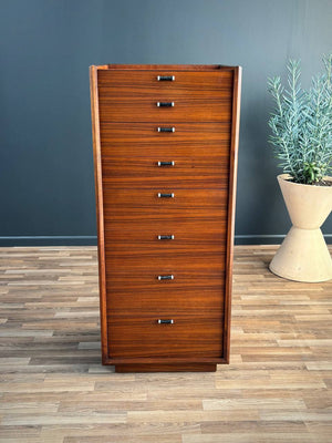 Mid-Century Modern Highboy Dresser with Leather Pulls by Glenn of CA, c.1950’s