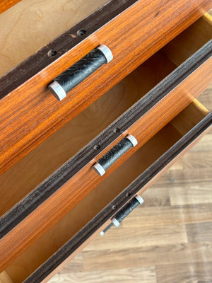 Mid-Century Modern Highboy Dresser with Leather Pulls by Glenn of CA, c.1950’s