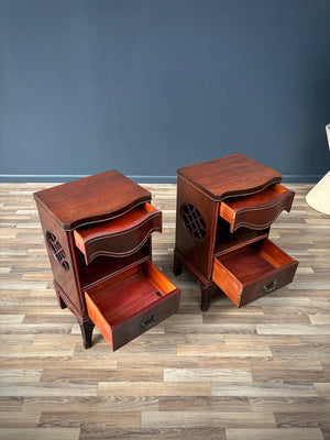 Pair Antique Federal Carved Mahogany Night Stands, c.1920’s