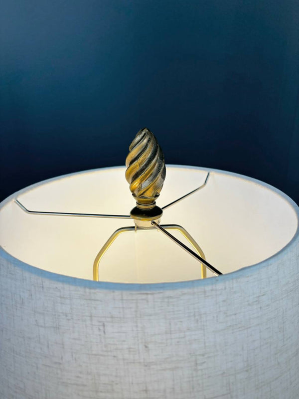 Mid-Century Modern Murano Gold & White Twist Table Lamp, c.1960’s