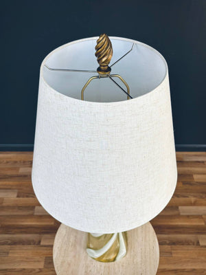 Mid-Century Modern Murano Gold & White Twist Table Lamp, c.1960’s