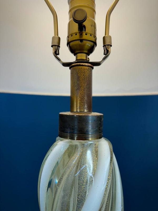 Mid-Century Modern Murano Gold & White Twist Table Lamp, c.1960’s