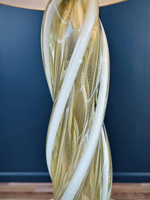 Mid-Century Modern Murano Gold & White Twist Table Lamp, c.1960’s