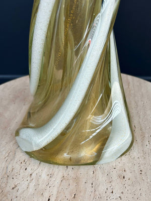 Mid-Century Modern Murano Gold & White Twist Table Lamp, c.1960’s
