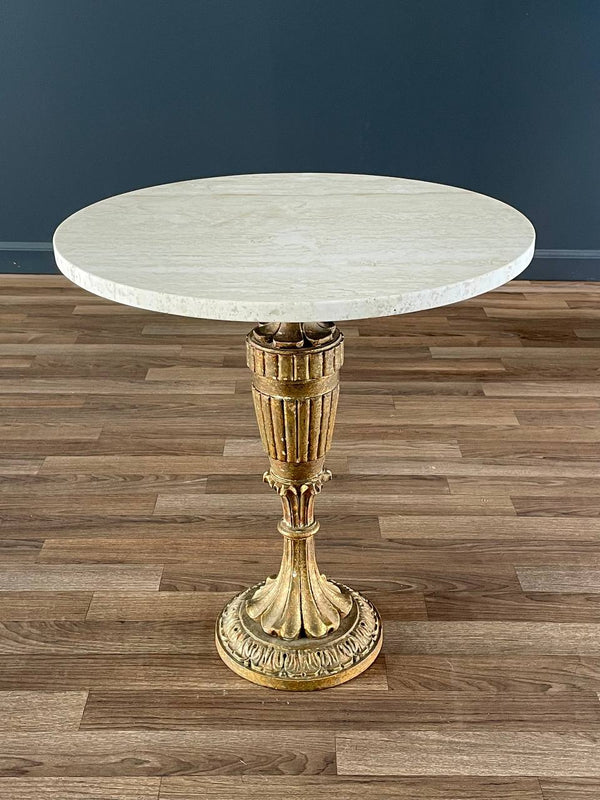 Vintage Italian Neoclassical Gilt-Wood Pedestal Side Table, c.1960’s