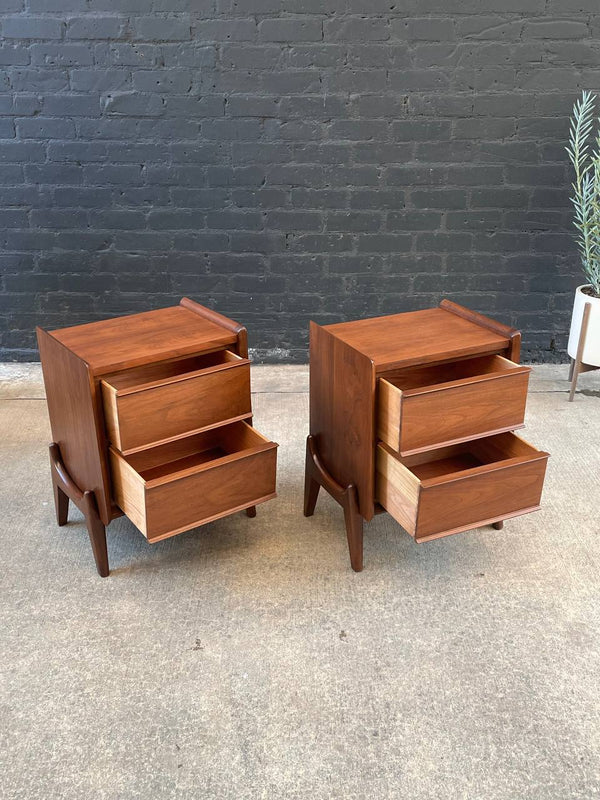 Pair of Mid-Century Modern Sculpted Walnut Night Stands, c.1960’s