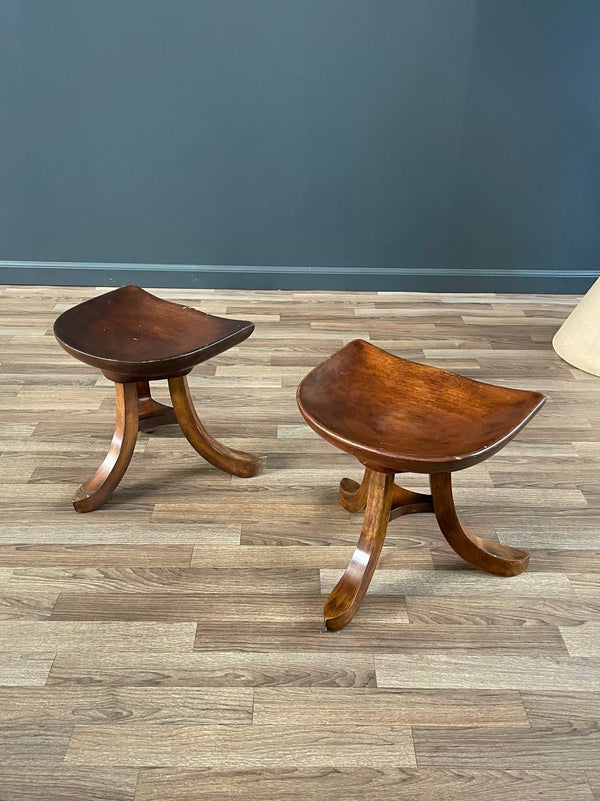 Pair of Vintage Rustic Farmhouse Tripod Park Avenue Stools by Smith & Watson, c.1950’s