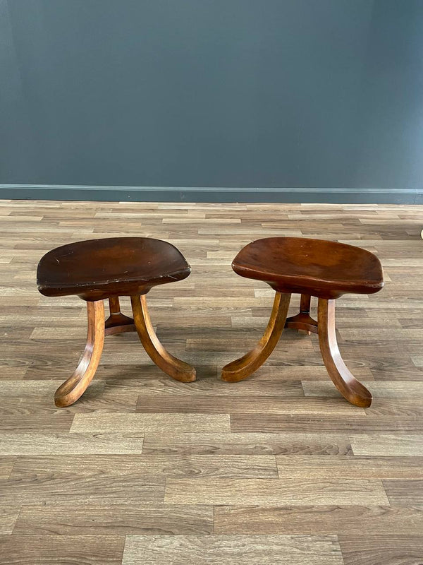 Pair of Vintage Rustic Farmhouse Tripod Park Avenue Stools by Smith & Watson, c.1950’s