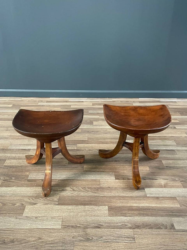 Pair of Vintage Rustic Farmhouse Tripod Park Avenue Stools by Smith & Watson, c.1950’s