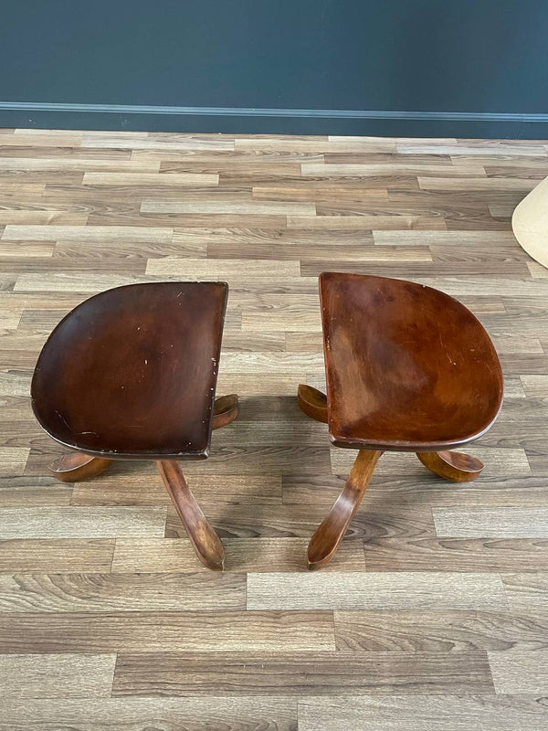 Pair of Vintage Rustic Farmhouse Tripod Park Avenue Stools by Smith & Watson, c.1950’s