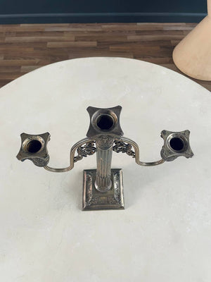 Pair of Neoclassical Silver-Plate Corinthian Column Candelabras, c.1940’s