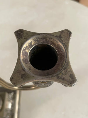 Pair of Neoclassical Silver-Plate Corinthian Column Candelabras, c.1940’s