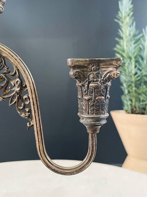 Pair of Neoclassical Silver-Plate Corinthian Column Candelabras, c.1940’s