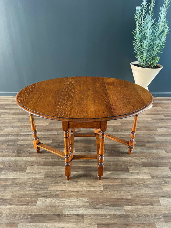 Antique Oak Drop-Leaf Table Coast Modern Farmhouse, c.1940’s