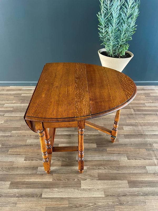 Antique Oak Drop-Leaf Table Coast Modern Farmhouse, c.1940’s