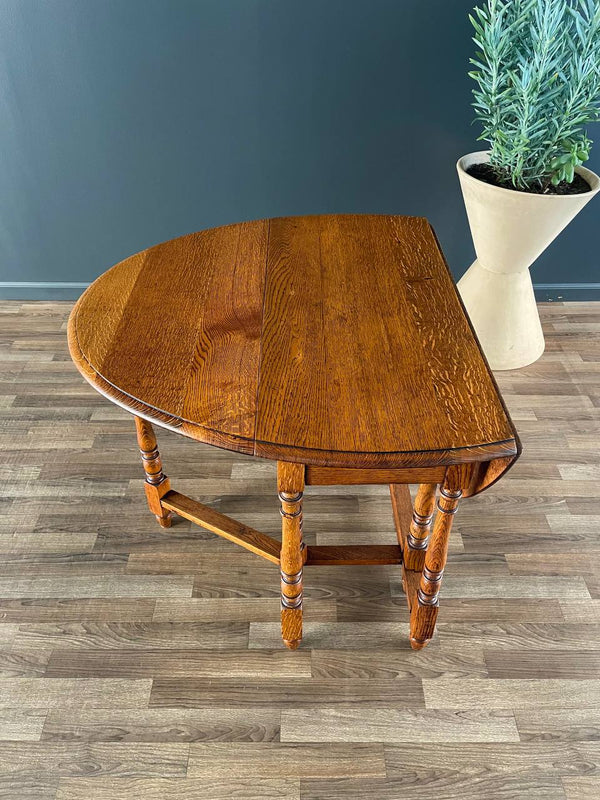 Antique Oak Drop-Leaf Table Coast Modern Farmhouse, c.1940’s