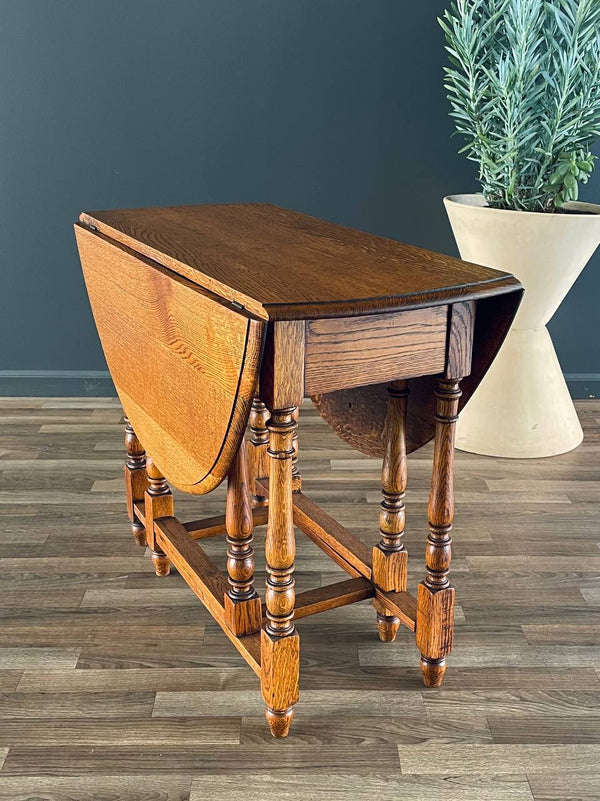 Antique Oak Drop-Leaf Table Coast Modern Farmhouse, c.1940’s