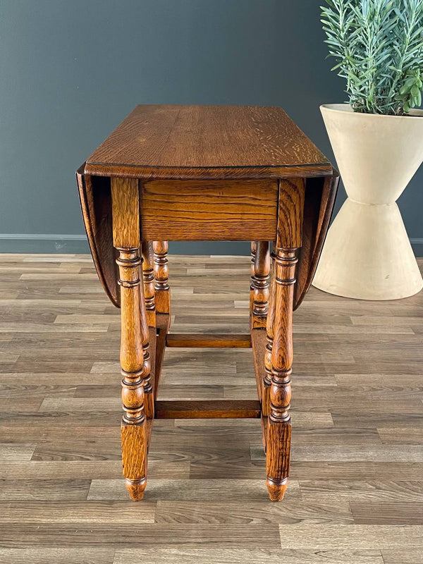 Antique Oak Drop-Leaf Table Coast Modern Farmhouse, c.1940’s