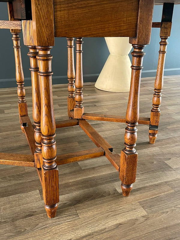 Antique Oak Drop-Leaf Table Coast Modern Farmhouse, c.1940’s