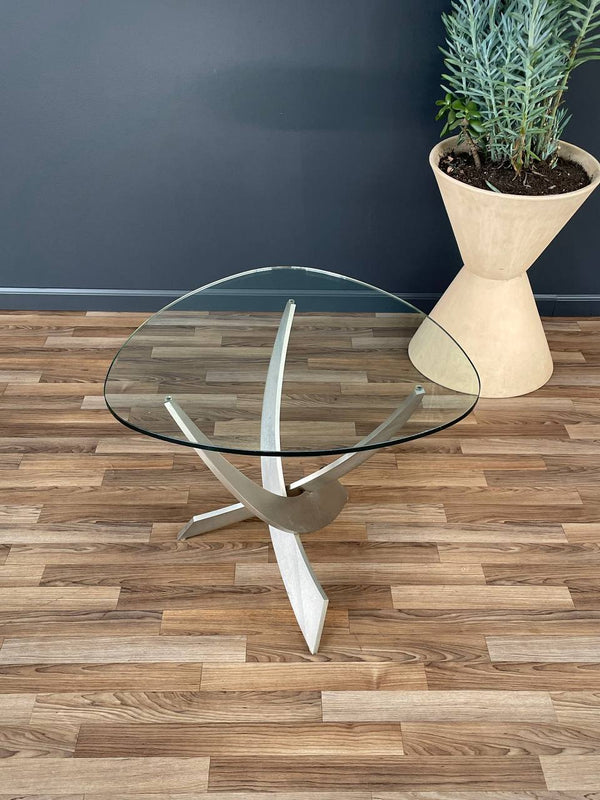 Post Modern Abstract Steel & Glass Side Table by Carl Muller, c.1980’s