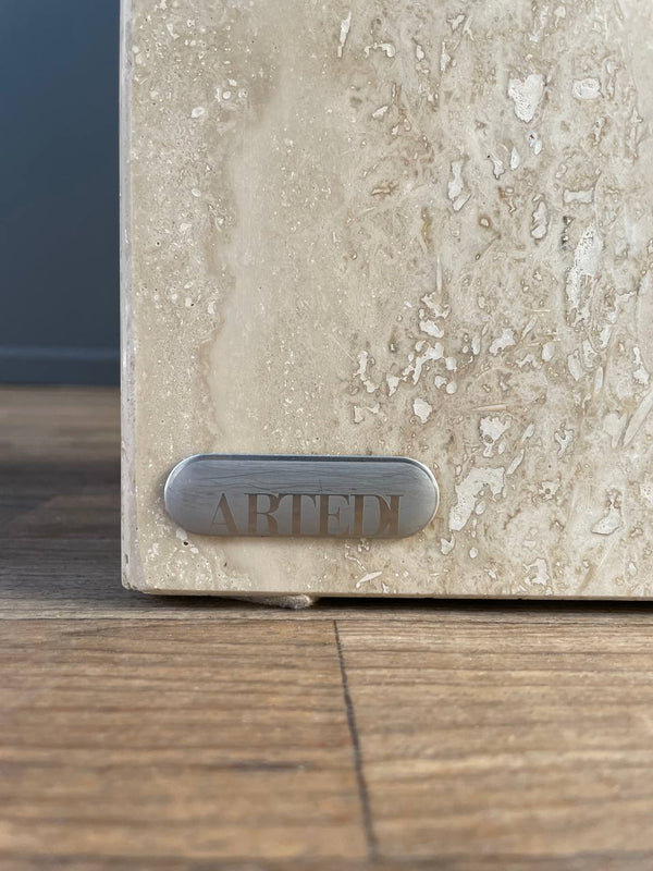 Mid-Century Modern Travertine Stone & Brass Side Table by Artedi, c.1970’s