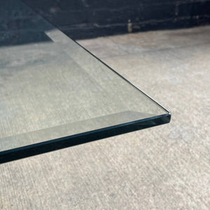 Vintage Mid-Century Modern Travertine Stone & Chrome Coffee Table with Glass Top, c.1970’s