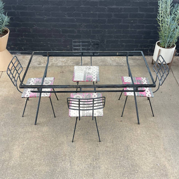 Vintage Mid-Century Modern Iron Patio Dining Set with Chairs, c.1960’s
