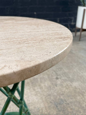 Mid-Century Modern Rattan & Travertine Side Table, c.1960’s