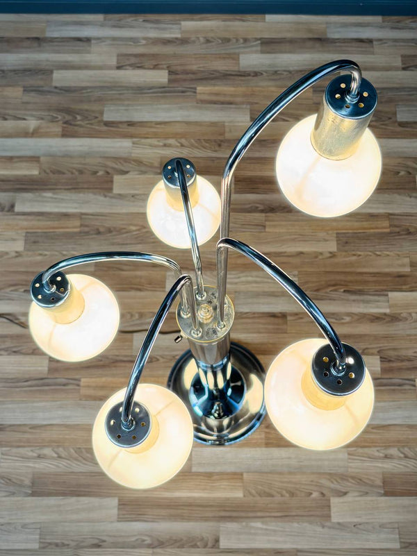 Mid-Century Modern Chrome Metal Orb Floor Lamp