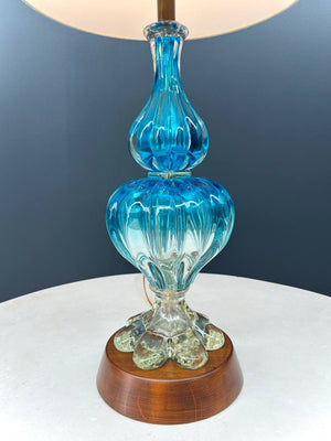 Mid-Century Modern Italian Blue Murano Table Lamp, c.1960’s