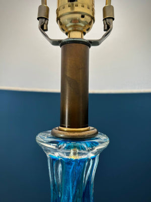Mid-Century Modern Italian Blue Murano Table Lamp, c.1960’s